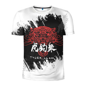 Мужская футболка 3D спортивная с принтом Cyberpunk 2077 Tyger Claw в Белгороде, 100% полиэстер с улучшенными характеристиками | приталенный силуэт, круглая горловина, широкие плечи, сужается к линии бедра | cosplay | cyberpunk 2077 | gang | hieroglyphs | japan | japanese | logo | rdcbp | tyger claw | yakuza