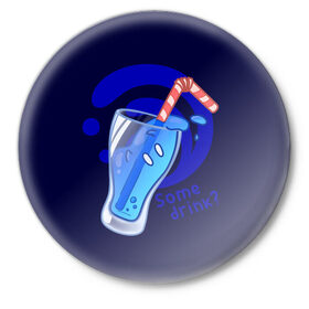 Значок с принтом Slime drink в Белгороде,  металл | круглая форма, металлическая застежка в виде булавки | drink | genshin | genshin impact | slime | геншин | геншин импакт | гидро | коктейл | слайм