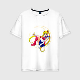 Женская футболка хлопок Oversize с принтом Sailor Moon в Белгороде, 100% хлопок | свободный крой, круглый ворот, спущенный рукав, длина до линии бедер
 | anime | manga | sailor moon | аниме | манга | сейлор мун | сейлормун
