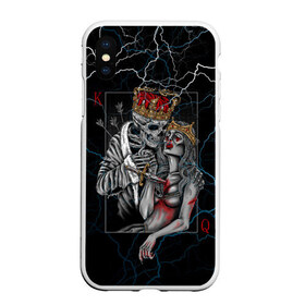 Чехол для iPhone XS Max матовый с принтом The Skull King and Queen в Белгороде, Силикон | Область печати: задняя сторона чехла, без боковых панелей | art | gold skull | queen | skull king | the skull king and queen | арт | буби | дама | золотой череп | игральные карты | игроку | карты | кинжал | король | король и дама | король и королева | крести | любовь | он и она | пики | покер