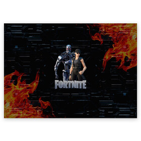 Поздравительная открытка с принтом Fortnite - Terminator в Белгороде, 100% бумага | плотность бумаги 280 г/м2, матовая, на обратной стороне линовка и место для марки
 | Тематика изображения на принте: chapter 2 | fortnite | fortnite 3 | fortnite terminator | sarah connor and terminator 800 | t 800 | t 800 fortnite | сара коннор | скин t 800 | скин терминатора | терминатор | терминатор т 800 | фортнайт | фортнайт глава 2 | фортнайт тер