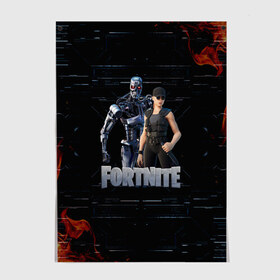 Постер с принтом Fortnite - Terminator в Белгороде, 100% бумага
 | бумага, плотность 150 мг. Матовая, но за счет высокого коэффициента гладкости имеет небольшой блеск и дает на свету блики, но в отличии от глянцевой бумаги не покрыта лаком | Тематика изображения на принте: chapter 2 | fortnite | fortnite 3 | fortnite terminator | sarah connor and terminator 800 | t 800 | t 800 fortnite | сара коннор | скин t 800 | скин терминатора | терминатор | терминатор т 800 | фортнайт | фортнайт глава 2 | фортнайт тер