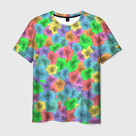 Мужская футболка 3D с принтом NEON ABSTRACTION  в Белгороде, 100% полиэфир | прямой крой, круглый вырез горловины, длина до линии бедер | Тематика изображения на принте: 2021 | acid | multicolor | абстракция | кислотный | летний | модный | неоновый | разноцветный | тренд | яркий
