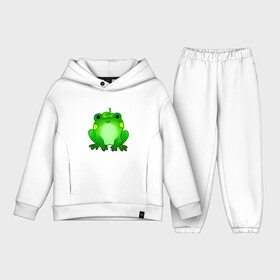Детский костюм хлопок Oversize с принтом Жаба с листиком в Белгороде,  |  | жаба | зеленая | лягуха | лягушка | милая | с листочком