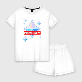 Женская пижама с шортиками хлопок с принтом PRIMOGEM в Белгороде, 100% хлопок | футболка прямого кроя, шорты свободные с широкой мягкой резинкой | Тематика изображения на принте: 
