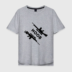 Мужская футболка хлопок Oversize с принтом CS GO NOOB (+спина) (Z) в Белгороде, 100% хлопок | свободный крой, круглый ворот, “спинка” длиннее передней части | Тематика изображения на принте: 