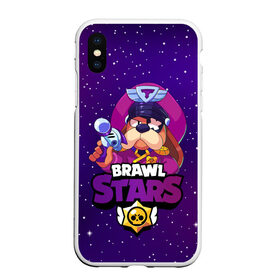 Чехол для iPhone XS Max матовый с принтом Brawl Stars - Генерал Гавс в Белгороде, Силикон | Область печати: задняя сторона чехла, без боковых панелей | 2020 | 2021 | brawl | colonel | dog | leon | ruffus | space | stars | бравл | браво | гавс | генерал | корабль | космический | космос | леон | лион | новые | новый | персонаж | персонажи | пес | планеты | собака | страс