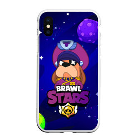 Чехол для iPhone XS Max матовый с принтом Brawl Stars - Генерал Гавс в Белгороде, Силикон | Область печати: задняя сторона чехла, без боковых панелей | 2020 | 2021 | brawl | colonel | dog | leon | ruffus | space | stars | бравл | браво | гавс | генерал | корабль | космический | космос | леон | лион | новые | новый | персонаж | персонажи | пес | планеты | собака | страс