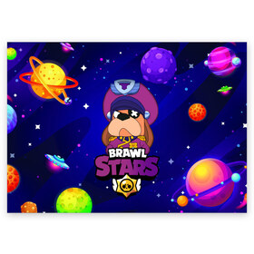 Поздравительная открытка с принтом Brawl Stars - Генерал Гавс в Белгороде, 100% бумага | плотность бумаги 280 г/м2, матовая, на обратной стороне линовка и место для марки
 | 2020 | 2021 | brawl | colonel | dog | leon | ruffus | space | stars | бравл | браво | гавс | генерал | корабль | космический | космос | леон | лион | новые | новый | персонаж | персонажи | пес | планеты | собака | страс