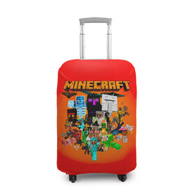 Чехол для чемодана 3D с принтом Minecraft персонажи в Белгороде, 86% полиэфир, 14% спандекс | двустороннее нанесение принта, прорези для ручек и колес | 