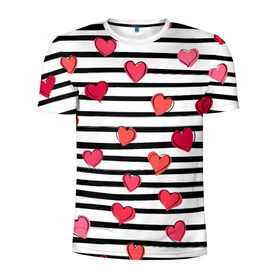 Мужская футболка 3D спортивная с принтом Hearts Pattern в Белгороде, 100% полиэстер с улучшенными характеристиками | приталенный силуэт, круглая горловина, широкие плечи, сужается к линии бедра | 14 февраля | валентинка | день всех влюбленных | день святого валентина | иконки | любовь | сердца | символы | узор