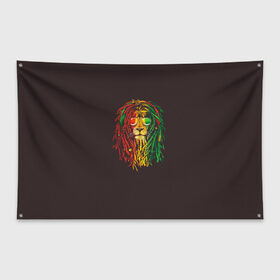Флаг-баннер с принтом Bob lion в Белгороде, 100% полиэстер | размер 67 х 109 см, плотность ткани — 95 г/м2; по краям флага есть четыре люверса для крепления | bob_marley | dreadlocks | hippie | jamaica | lion | reggae | боб марли | дреды | регги | хиппи | ямайка