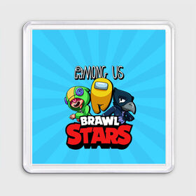 Магнит 55*55 с принтом Among Us and Brawl Stars в Белгороде, Пластик | Размер: 65*65 мм; Размер печати: 55*55 мм | among us | brawl | brawl stars | crewmate | crow | game | impostor | leon | logo | red | stars | sus | suspicious | амонг ac | амонгас | бравл старс | бравлы | ворон | игра | игры | импостер | космонавт | космос | крюмейт | леон | лого | логотип