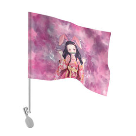 Флаг для автомобиля с принтом Незуко Камадо в Белгороде, 100% полиэстер | Размер: 30*21 см | demon slayer | kamado | kimetsu no aiba | nezuko | камадо | клинок | незуко | рассекающий демонов