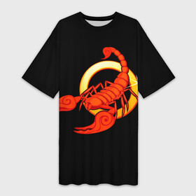 Платье-футболка 3D с принтом Скорпион в Белгороде,  |  | scorpio | zodiac signs | знаки зодиака | скорпион | черный фон