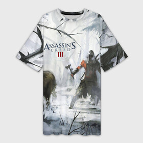 Платье-футболка 3D с принтом Assassin’s Creed 3 в Белгороде,  |  | black flag | brotherhood | chronicles | creed | game | origins | revelations | rogue | syndicate | unity | альтаир | ассасин | игры | кинжал | пираты