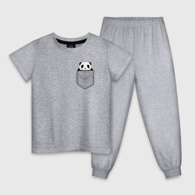 Детская пижама хлопок с принтом Панда В Кармане в Белгороде, 100% хлопок |  брюки и футболка прямого кроя, без карманов, на брюках мягкая резинка на поясе и по низу штанин
 | animals | beats | head | panda | pocket | в кармане | голова | животные | звери | лапки | любовь | панда