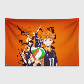 Флаг-баннер с принтом ВОЛЕЙБОЛ!! / HAIKYUU!! в Белгороде, 100% полиэстер | размер 67 х 109 см, плотность ткани — 95 г/м2; по краям флага есть четыре люверса для крепления | anime | haikyu | haikyuu | karasuno | аниме | волейбол | ворон | карасуно | манга | мяч | сёё хината