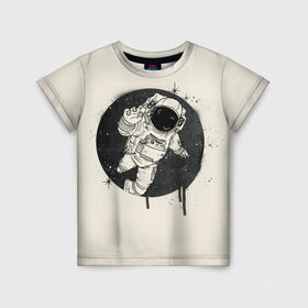 Детская футболка 3D с принтом Тёмный космос в Белгороде, 100% гипоаллергенный полиэфир | прямой крой, круглый вырез горловины, длина до линии бедер, чуть спущенное плечо, ткань немного тянется | cosmonaut | граффити | космонавт | космос | рисунок | тёмный космос