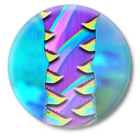 Значок с принтом CS GO blue gem 2 в Белгороде,  металл | круглая форма, металлическая застежка в виде булавки | counter strike | cs go | neon | контра | неон