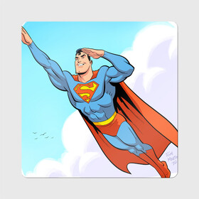 Магнит виниловый Квадрат с принтом SuperMan DC в Белгороде, полимерный материал с магнитным слоем | размер 9*9 см, закругленные углы | Тематика изображения на принте: comics | dc | superman | комиксы | супермен