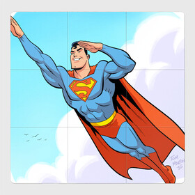 Магнитный плакат 3Х3 с принтом SuperMan DC в Белгороде, Полимерный материал с магнитным слоем | 9 деталей размером 9*9 см | comics | dc | superman | комиксы | супермен