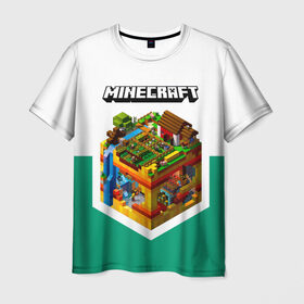 Мужская футболка 3D с принтом Minecraft в Белгороде, 100% полиэфир | прямой крой, круглый вырез горловины, длина до линии бедер | minecraft | алекс | белый | блоки | ведьма | взрывчатка | визера | волк | гаст | добывать | дракон | зеленый куб | зомби | игра | крафт | крипер | кубики | лошадка | майн | майнкрафт | манкрафт | овечка | оцелот