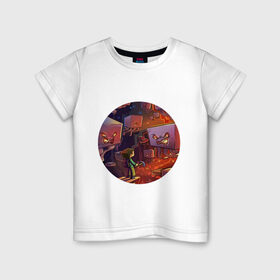 Детская футболка хлопок с принтом Нижний мир в Белгороде, 100% хлопок | круглый вырез горловины, полуприлегающий силуэт, длина до линии бедер | minecraft | nether | ад | гаст | майнкрафт | стив