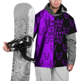 Накидка на куртку 3D с принтом DEMON BLACK/PURPLE в Белгороде, 100% полиэстер |  | fashion | fire | game | hip hop | rap | street style | top | игра | мода | огонь | рэп | топ | уличный стиль | хип хоп