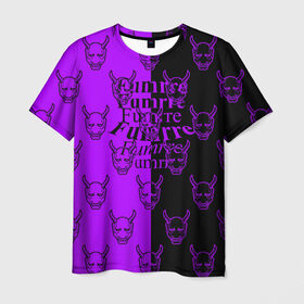 Мужская футболка 3D с принтом DEMON BLACK PURPLE в Белгороде, 100% полиэфир | прямой крой, круглый вырез горловины, длина до линии бедер | fashion | fire | game | hip hop | rap | street style | top | игра | мода | огонь | рэп | топ | уличный стиль | хип хоп