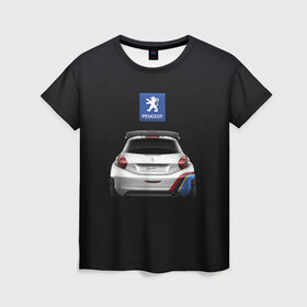 Женская футболка 3D с принтом Peugeot sport в Белгороде, 100% полиэфир ( синтетическое хлопкоподобное полотно) | прямой крой, круглый вырез горловины, длина до линии бедер | auto | emotion | motion | peugeot | sport | авто | лого | логотип | пежо | пижо | спорт