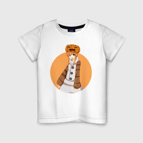 Детская футболка хлопок с принтом Девушка снеговик из Minecraft в Белгороде, 100% хлопок | круглый вырез горловины, полуприлегающий силуэт, длина до линии бедер | girl | snowman | аниме | девочка | майнкрафт | снеговик