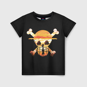 Детская футболка 3D с принтом One piece в Белгороде, 100% гипоаллергенный полиэфир | прямой крой, круглый вырез горловины, длина до линии бедер, чуть спущенное плечо, ткань немного тянется | anime | one piece | аниме | анимэ | большой куш | ван пис | король пиратов | луффи | пират | пираты | пираты соломенной шляпы | рыжий шанкс | эйтиро одо