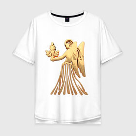 Мужская футболка хлопок Oversize с принтом Дева в Белгороде, 100% хлопок | свободный крой, круглый ворот, “спинка” длиннее передней части | virgo | zodiac signs | дева | знаки зодиака | золотой рисунок