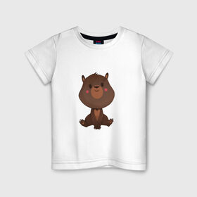 Детская футболка хлопок с принтом Медвежонок в Белгороде, 100% хлопок | круглый вырез горловины, полуприлегающий силуэт, длина до линии бедер | косолапый | медведь | мишка | мишутка | парные