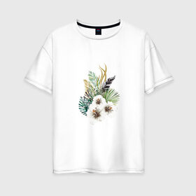 Женская футболка хлопок Oversize с принтом Алоха в Белгороде, 100% хлопок | свободный крой, круглый ворот, спущенный рукав, длина до линии бедер
 | девушке | любовь | пляж | цветы
