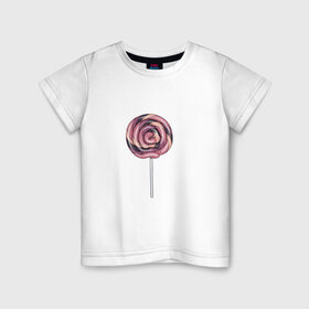 Детская футболка хлопок с принтом Лолипоп в Белгороде, 100% хлопок | круглый вырез горловины, полуприлегающий силуэт, длина до линии бедер | Тематика изображения на принте: карамель | леденец | сладости | сосулька