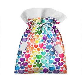 Подарочный 3D мешок с принтом Радужные сердечки в Белгороде, 100% полиэстер | Размер: 29*39 см | 8 марта | love | девочки | женская | любовь | подружке | сердечки