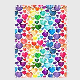 Скетчбук с принтом Радужные сердечки в Белгороде, 100% бумага
 | 48 листов, плотность листов — 100 г/м2, плотность картонной обложки — 250 г/м2. Листы скреплены сверху удобной пружинной спиралью | 8 марта | love | девочки | женская | любовь | подружке | сердечки
