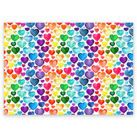 Поздравительная открытка с принтом Радужные сердечки в Белгороде, 100% бумага | плотность бумаги 280 г/м2, матовая, на обратной стороне линовка и место для марки
 | 8 марта | love | девочки | женская | любовь | подружке | сердечки