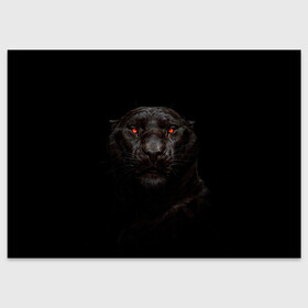 Поздравительная открытка с принтом ПАНТЕРА в Белгороде, 100% бумага | плотность бумаги 280 г/м2, матовая, на обратной стороне линовка и место для марки
 | Тематика изображения на принте: animal | black | cat | dark | hunter | pantera | strong | глаза | грация | животные | звери | кошки | красота | пантера | сила | хищник