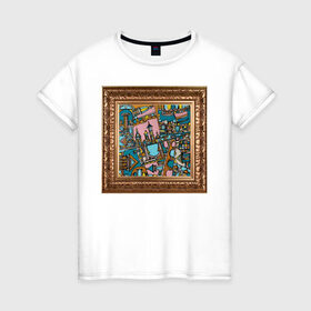 Женская футболка хлопок с принтом Рим в Белгороде, 100% хлопок | прямой крой, круглый вырез горловины, длина до линии бедер, слегка спущенное плечо | багет | город | живопись | италия | картина