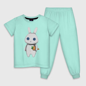 Детская пижама хлопок с принтом зайка в Белгороде, 100% хлопок |  брюки и футболка прямого кроя, без карманов, на брюках мягкая резинка на поясе и по низу штанин
 | hare | заяц | игрушка | кролик | морковь