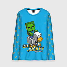 Мужской лонгслив 3D с принтом Minecraft CHICKEN JOCKEY в Белгороде, 100% полиэстер | длинные рукава, круглый вырез горловины, полуприлегающий силуэт | minecraft | алекс | белый | блоки | ведьма | взрывчатка | визера | волк | гаст | добывать | дракон | зеленый куб | зомби | игра | крафт | крипер | кубики | лошадка | майн | майнкрафт | манкрафт | овечка | оцелот