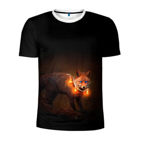 Мужская футболка 3D спортивная с принтом Dark fox в Белгороде, 100% полиэстер с улучшенными характеристиками | приталенный силуэт, круглая горловина, широкие плечи, сужается к линии бедра | fox | foxy | животное | звери | лиса | лисенок | лисичка | милая | рыжая | фокс