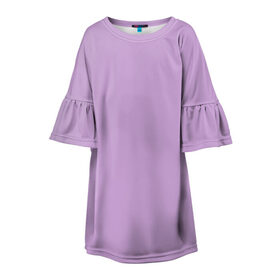 Детское платье 3D с принтом Глициниевый цвет (без рисунка) в Белгороде, 100% полиэстер | прямой силуэт, чуть расширенный к низу. Круглая горловина, на рукавах — воланы | глициниевый | однотонный | пурпурный | розовый | фиолетовый | цвет