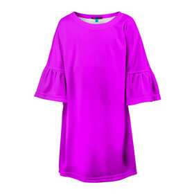 Детское платье 3D с принтом Маджента (без рисунка) в Белгороде, 100% полиэстер | прямой силуэт, чуть расширенный к низу. Круглая горловина, на рукавах — воланы | Тематика изображения на принте: маджента | однотонный | пурпурный | розовый | фиолетовый | фуксия | цвет