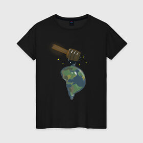 Женская футболка хлопок с принтом Сотворение мира в Белгороде, 100% хлопок | прямой крой, круглый вырез горловины, длина до линии бедер, слегка спущенное плечо | space | земля | космос | мёд | планета | путешествия