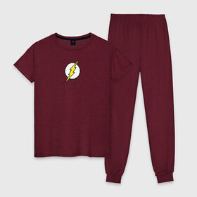 Женская пижама хлопок с принтом 8 Bit The Flash в Белгороде, 100% хлопок | брюки и футболка прямого кроя, без карманов, на брюках мягкая резинка на поясе и по низу штанин | the flash | vdzabma | флэш