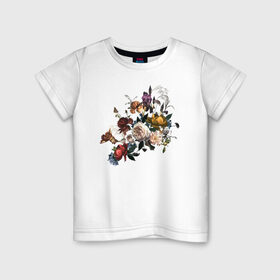 Детская футболка хлопок с принтом Цветы в Белгороде, 100% хлопок | круглый вырез горловины, полуприлегающий силуэт, длина до линии бедер | 8 марта | букет цветов | девушка | женский день | женщина | фауна | фиолетовый | флора